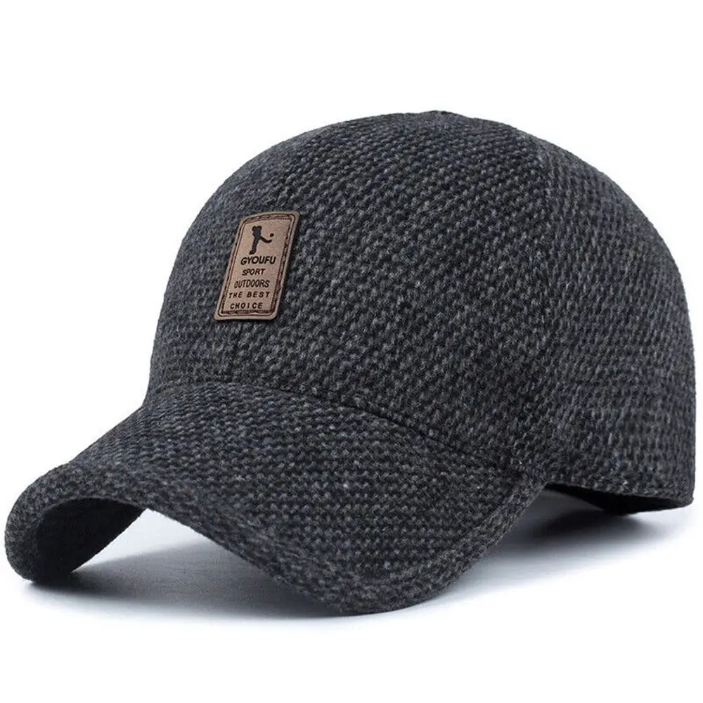 Retro Wool Winter Hat Earmuffs Baseball Cap with Ear Cover