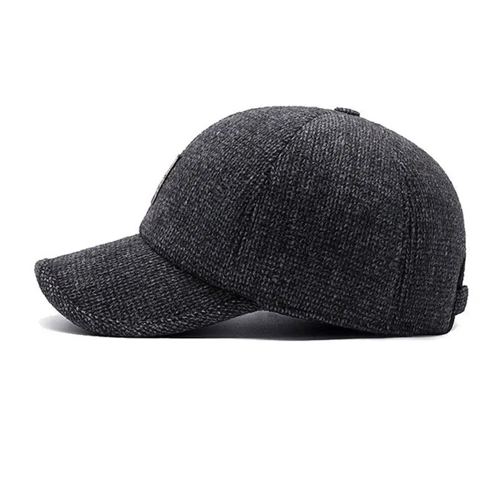 Retro Wool Winter Hat Earmuffs Baseball Cap with Ear Cover