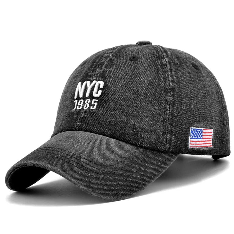 USA NYC Baseball Cap Denim Embroidery Premium Hat