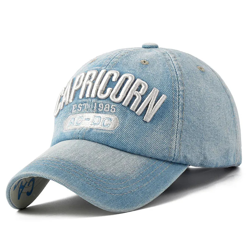 USA CAPRICORN Baseball Cap Denim Embroidery Premium Hat USA CAPRICORN Baseball Cap Denim Embroidery Premium Hat
