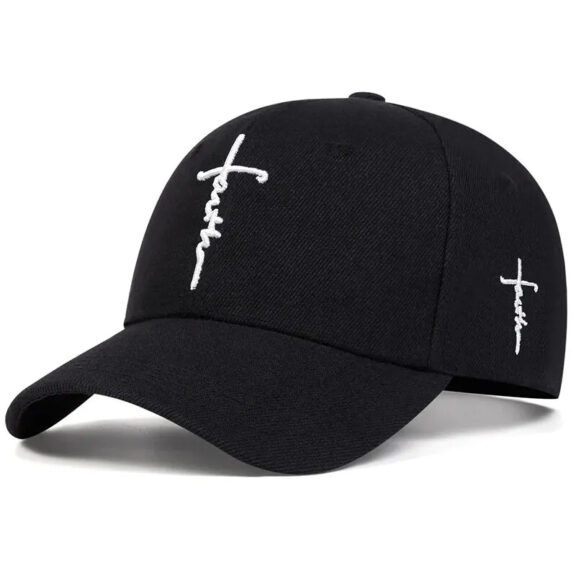 Faith Cross Embroidered Cotton Baseball Cap 11 faith cross embroidered cotton baseball cap black white