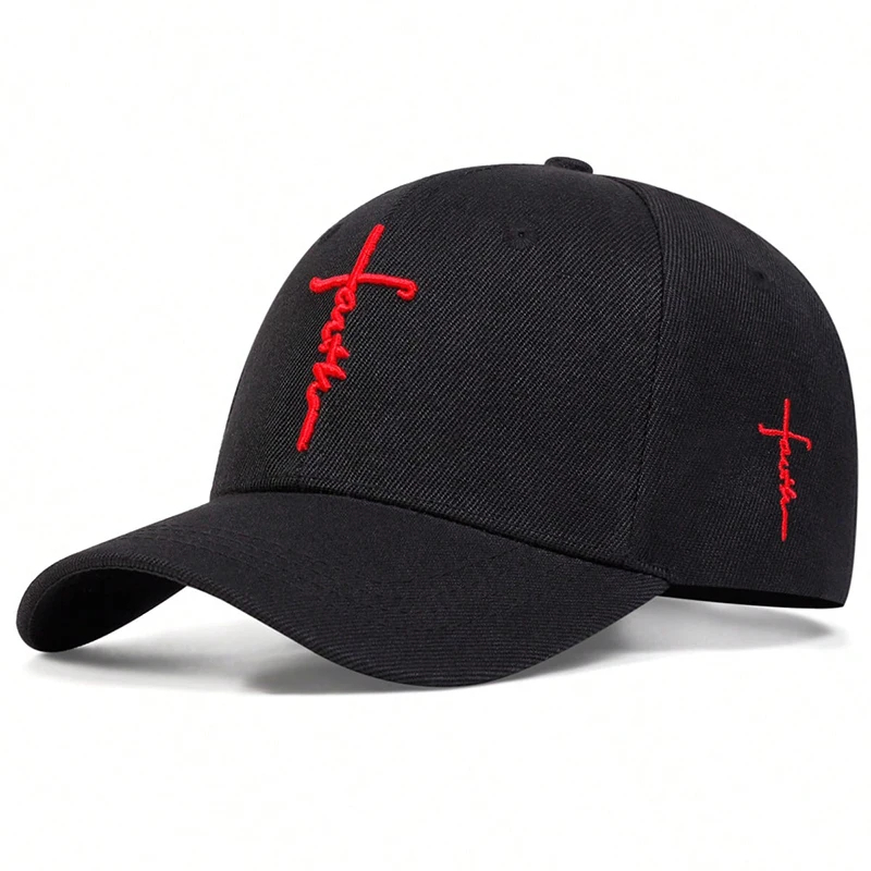 Faith Cross Embroidered Cotton Baseball Cap Faith Cross Embroidered Cotton Baseball Cap