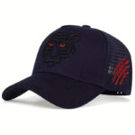 Tiger Head Baseball Cap Adjustable Casual Embroidery Hat 5 tiger head baseball cap navy blue
