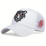 Tiger Head Hat Camouflage Adjustable Casual Embroidery Cap 4 tiger head baseball cap white