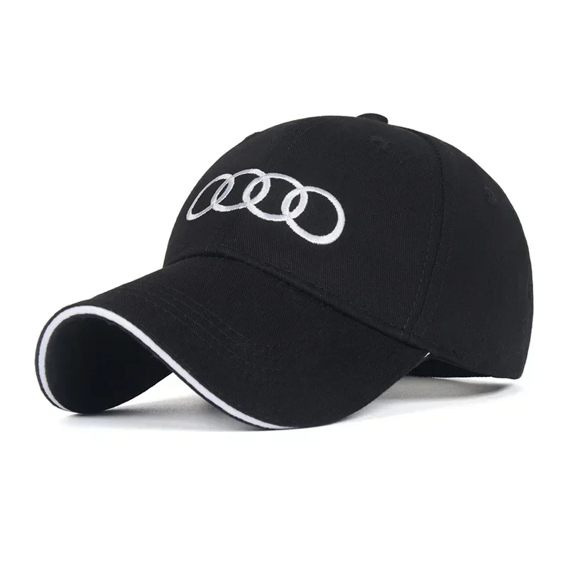 audi embroidered baseball cap black front view