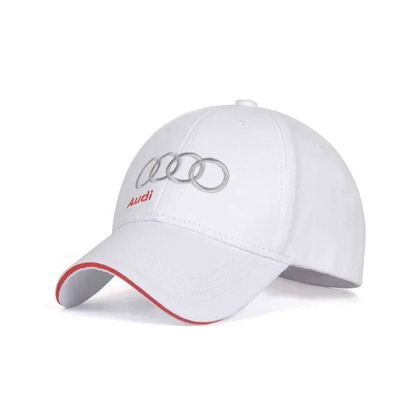 audi hat embroidered white color front view