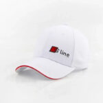 Audi S Line Baseball Cap – Embroidered Adjustable Cotton Hat with Red Trim 2 audi s line baseball cap white color front view