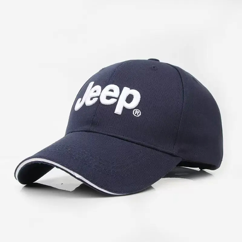 Jeep Embroidered Baseball Cap: Best 4-Season Adjustable Hat 10 Jeep Embroidered Baseball Cap Logo Adjustable Strap navy Blue Front View