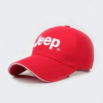 Jeep Embroidered Baseball Cap: Best 4-Season Adjustable Hat 4 jeep embroidered baseball cap red color front view