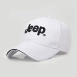 Jeep Embroidered Baseball Cap: Best 4-Season Adjustable Hat 1 jeep embroidered baseball cap white color front view