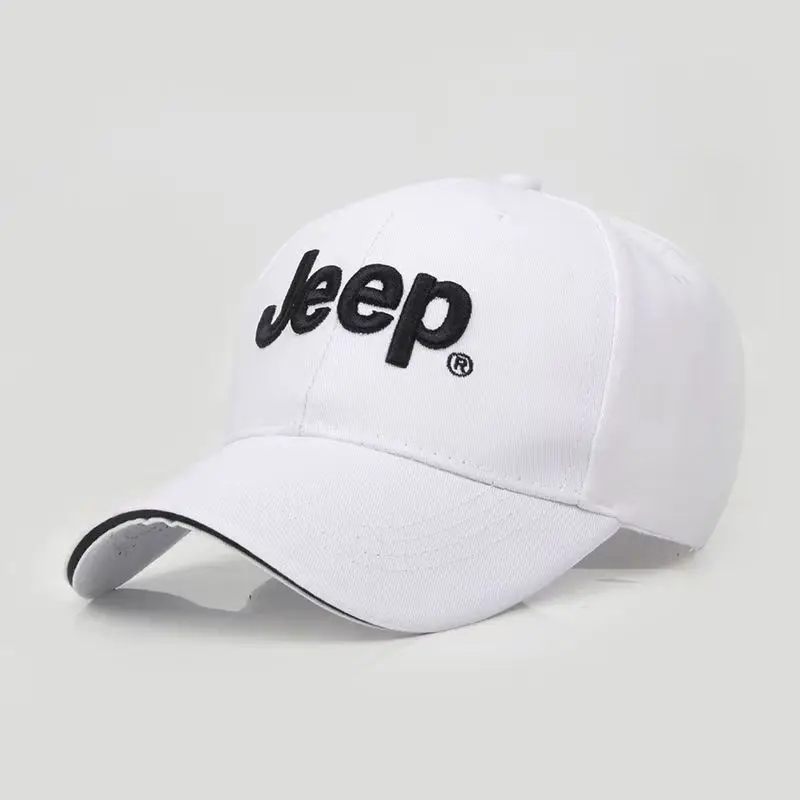jeep embroidered baseball cap white color front view