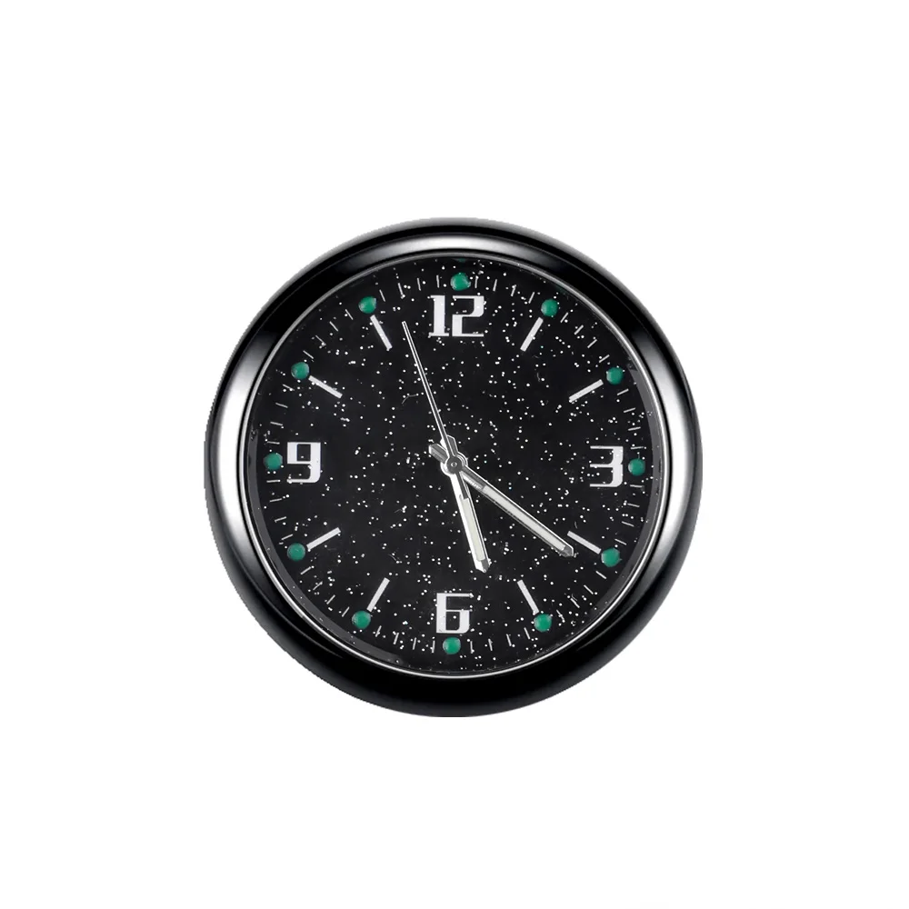 luminous quartz clock black starry dial close up