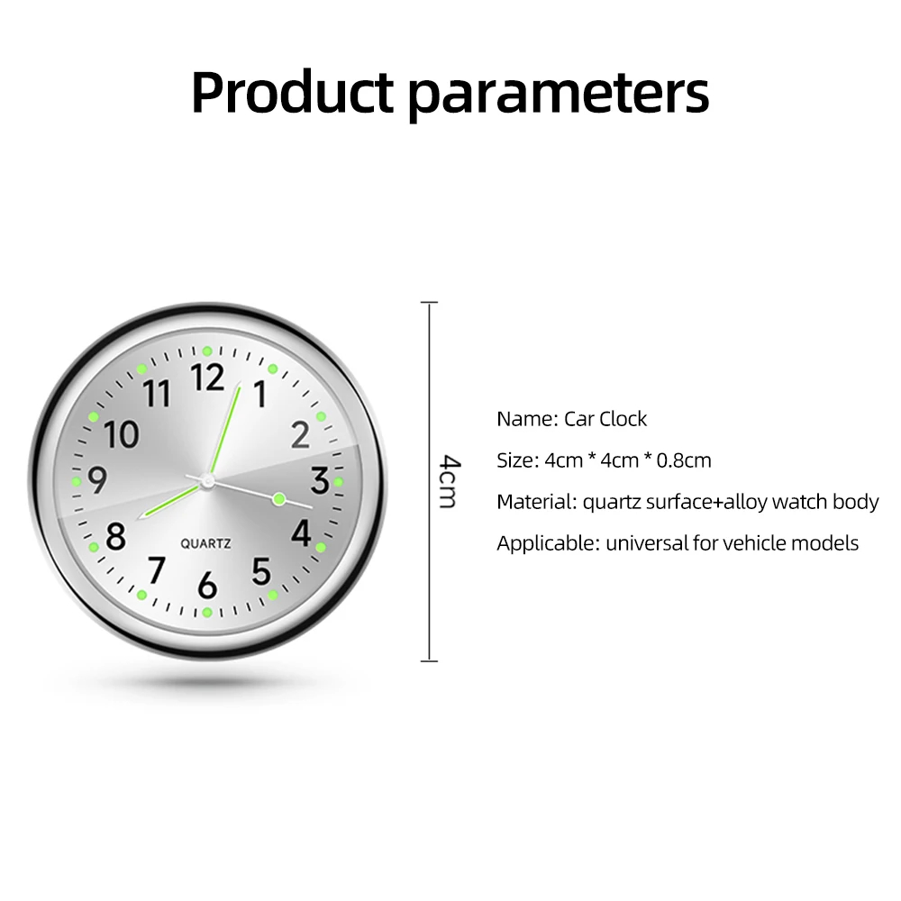 luminous quartz clock size and material parameters