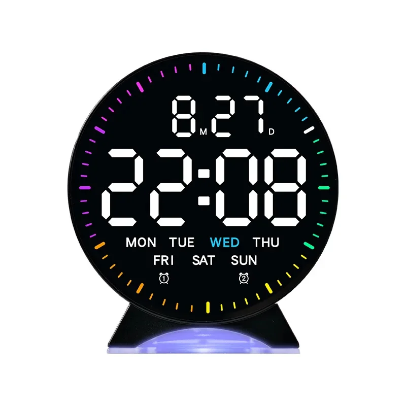 digital led alarm clock black case white digits