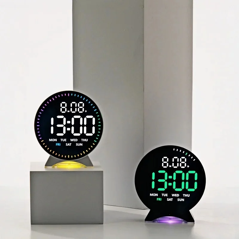 Digital LED Alarm Clock - Mood Light Table Clock with Dual Alarm