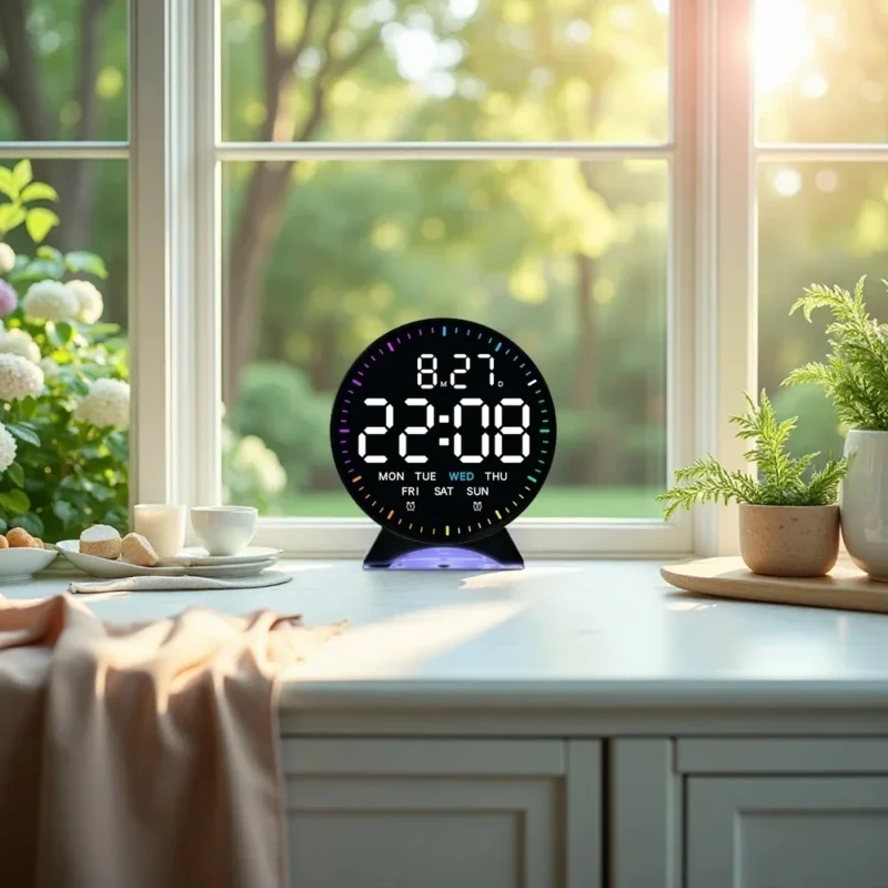 Home 60 Digital LED Alarm Clock - Mood Light Table Clock with Dual Alarm