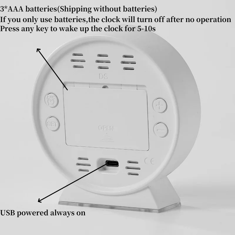 Digital LED Alarm Clock - Mood Light Table Clock with Dual Alarm 15 digital led alarm clock usb and battery power options