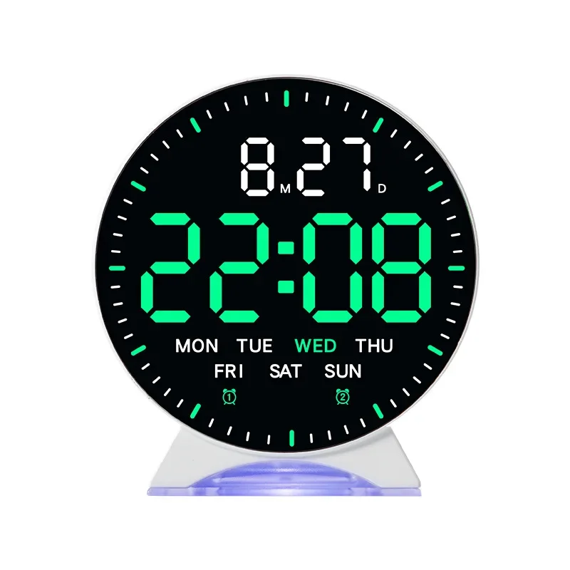 Digital LED Alarm Clock - Mood Light Table Clock with Dual Alarm 21 digital led alarm clock white case green digits
