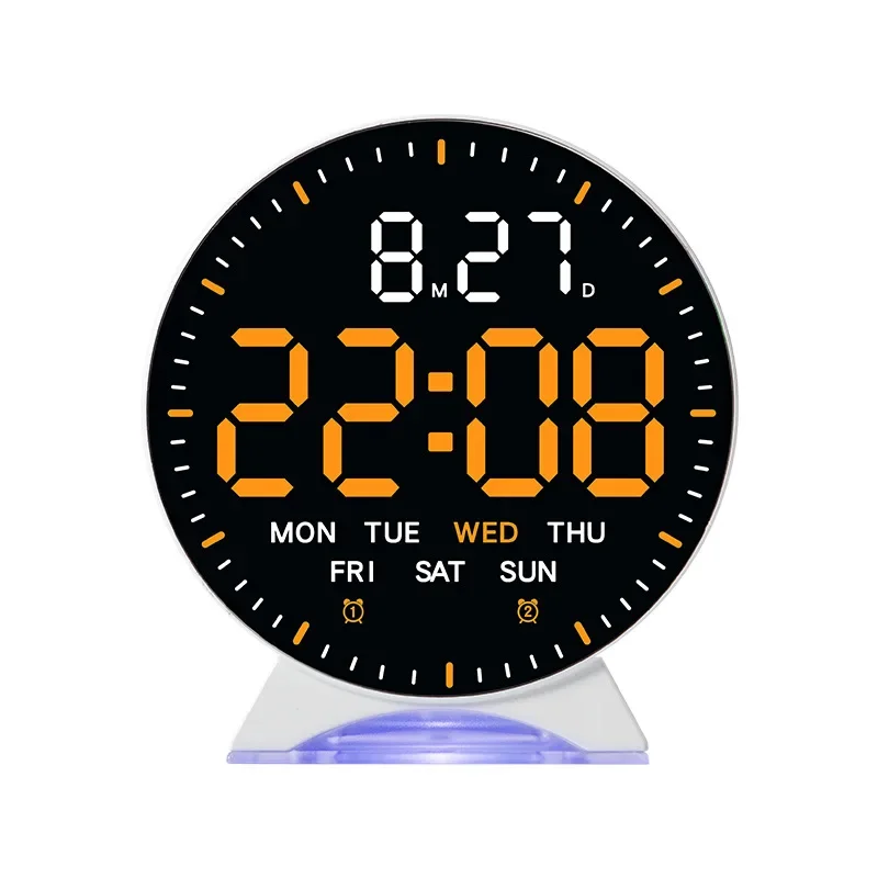 Digital LED Alarm Clock - Mood Light Table Clock with Dual Alarm 22 digital led alarm clock white case orange digits