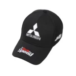 Mitsubishi Hat - Embroidered Adjustable Mitsubishi Racing Baseball Cap 2 Mitsubishi Hat Racing Cap Front Logo View 02