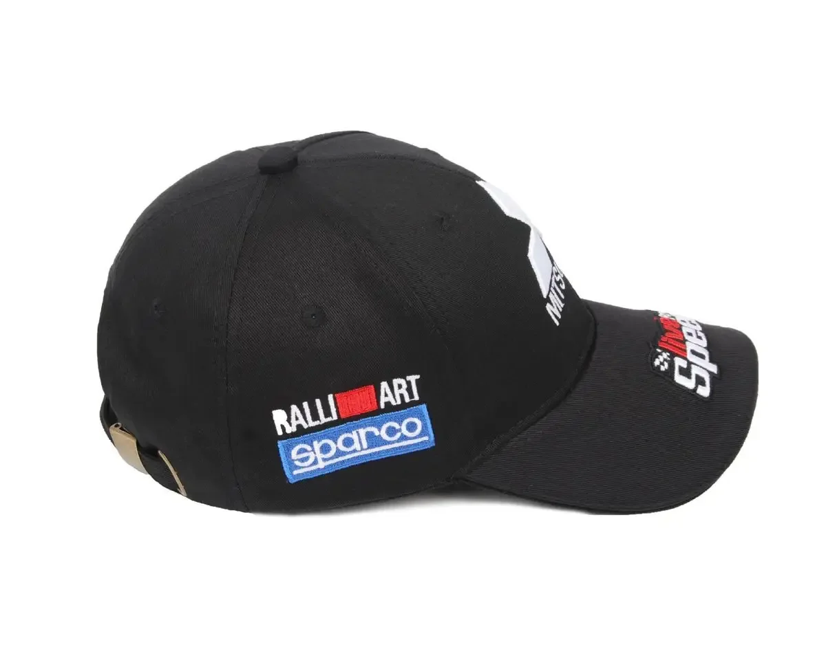 Mitsubishi Hat - Embroidered Adjustable Mitsubishi Racing Baseball Cap 21 mitsubishi hat ralliart and sparco patch side view