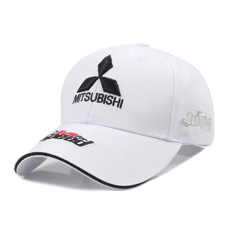 mitsubishi hat embroidered racing cap in white